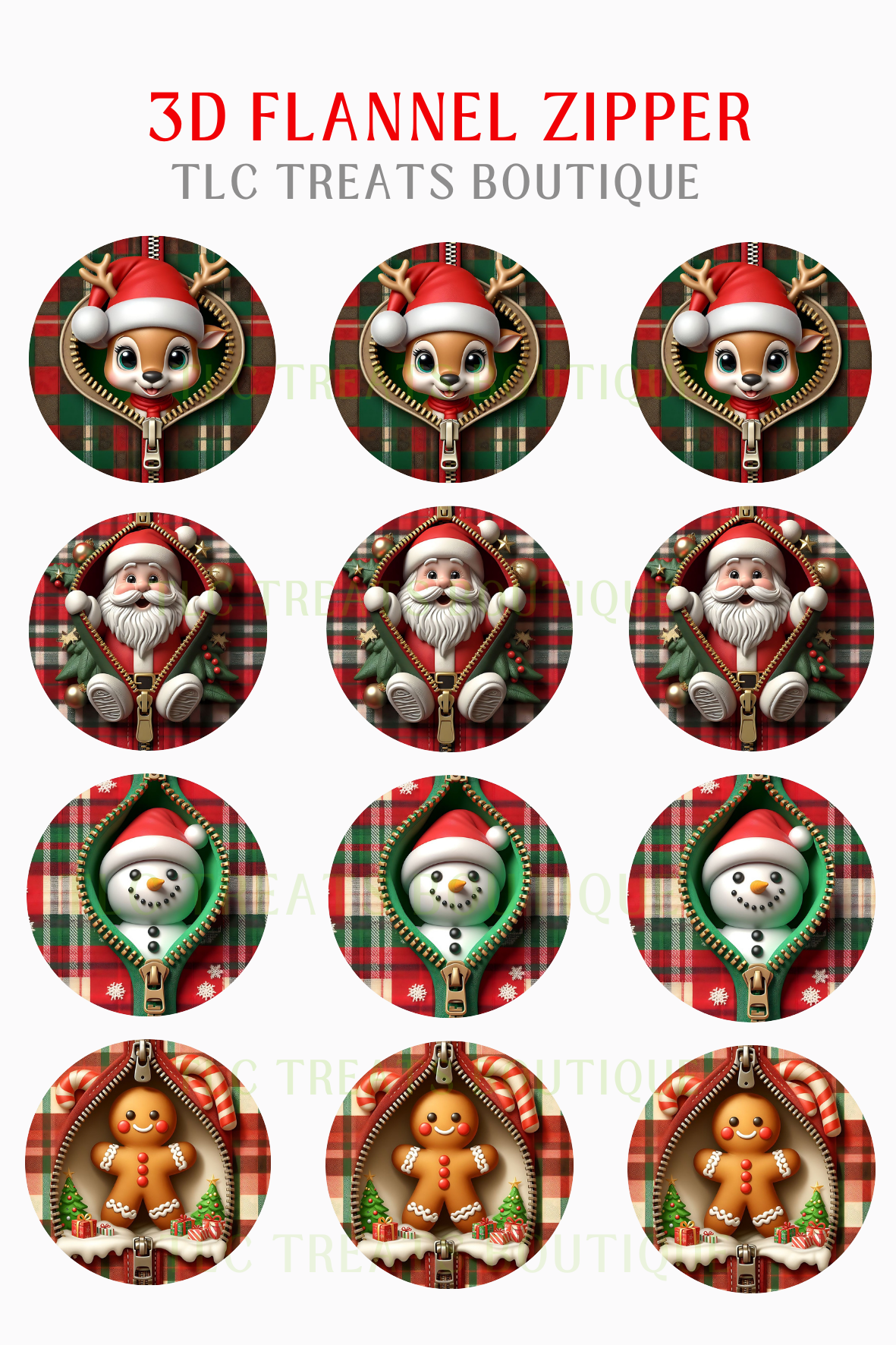 3D flannel zipper