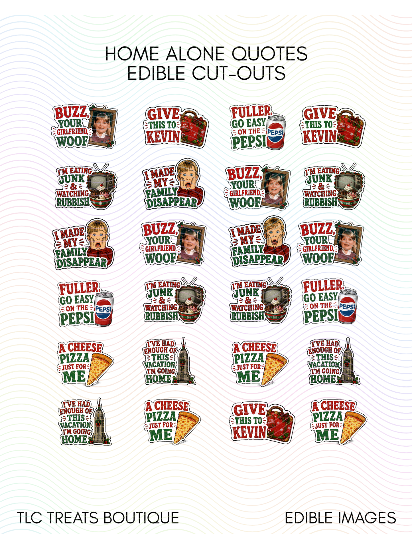 Home Alone Quotes - Cut to shape edible Images