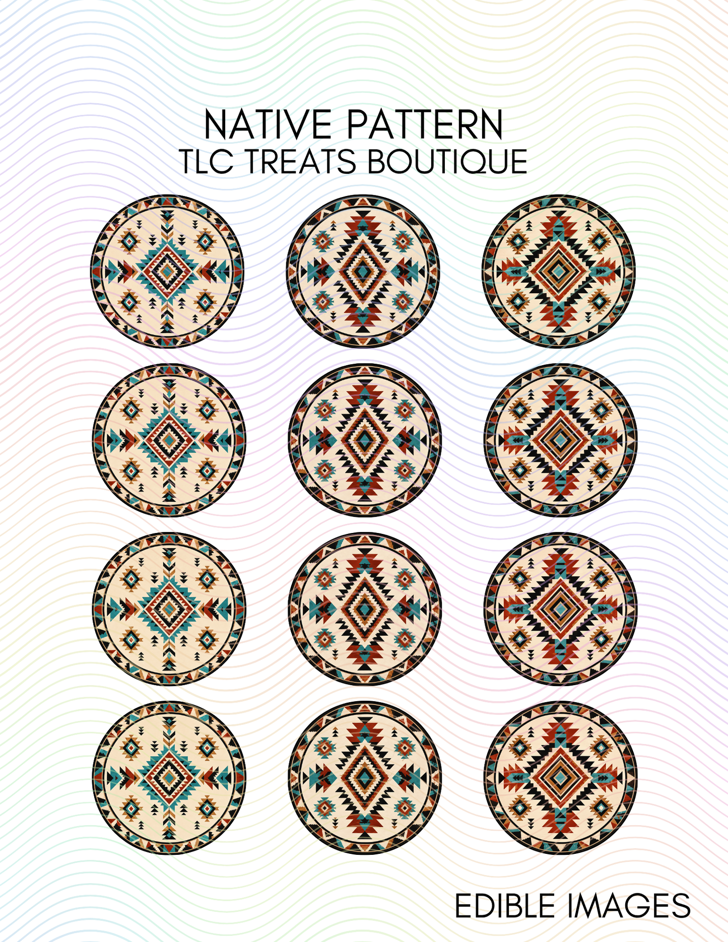 Native Print Pattern Edible Images/Toppers