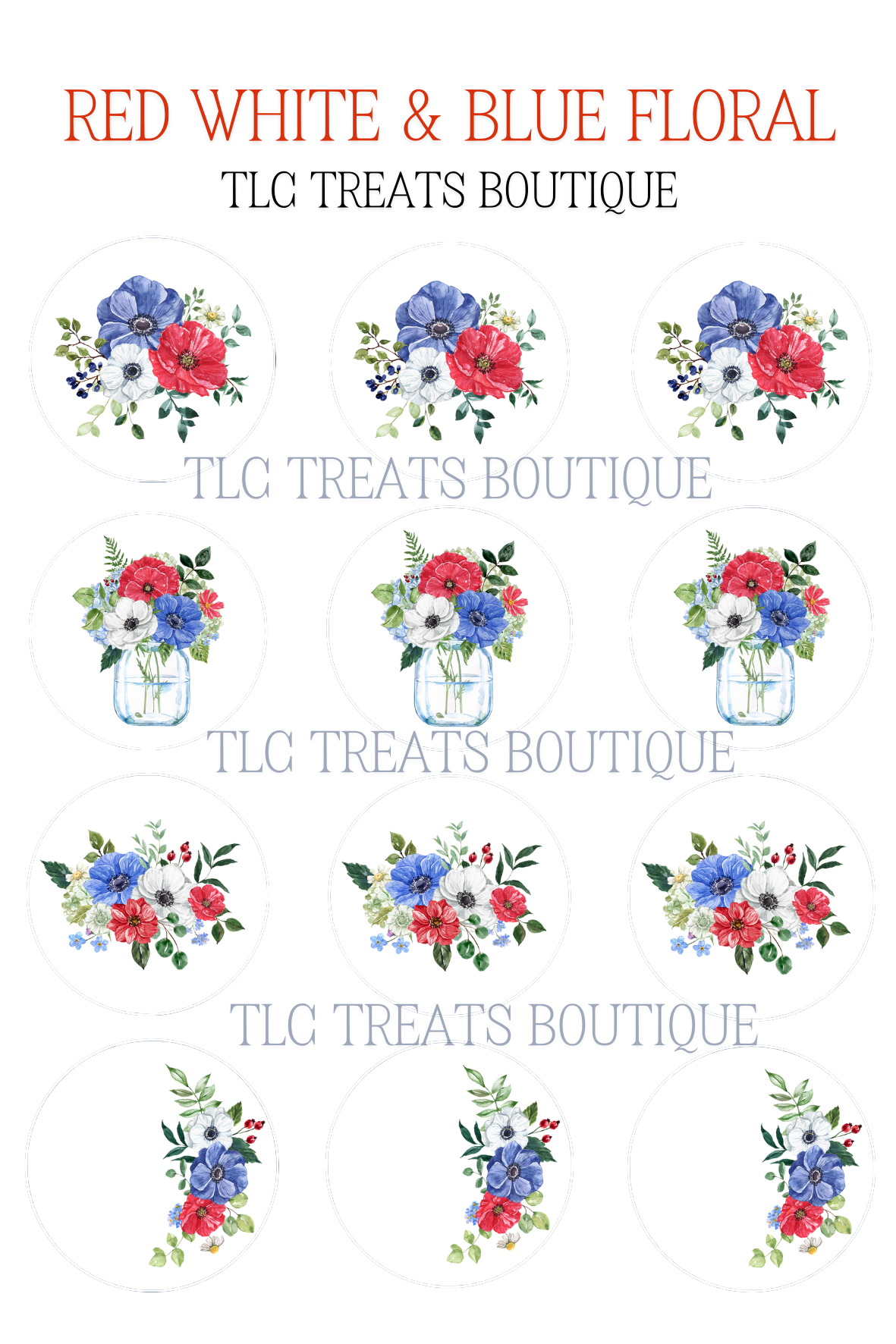 Red white & blue floral