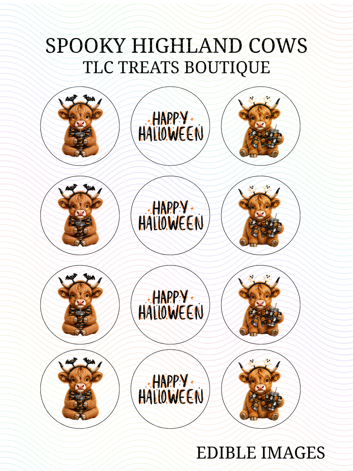 Spooky Highland cows - Edible Images