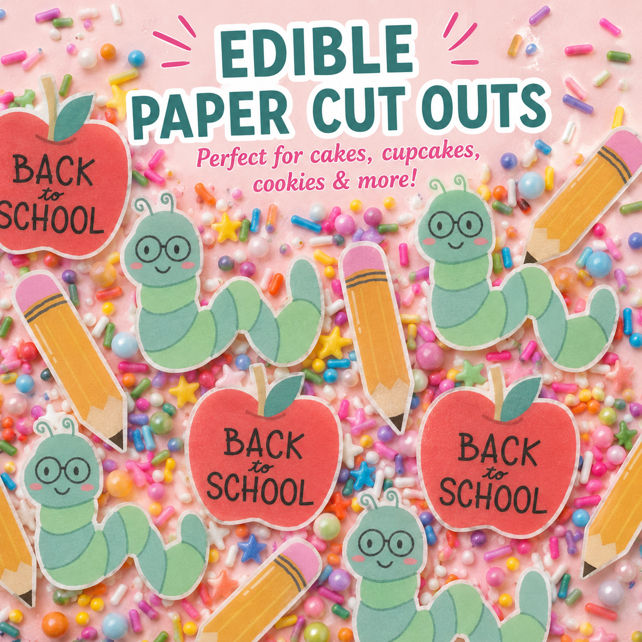 Back to school cut-to-shape edible images