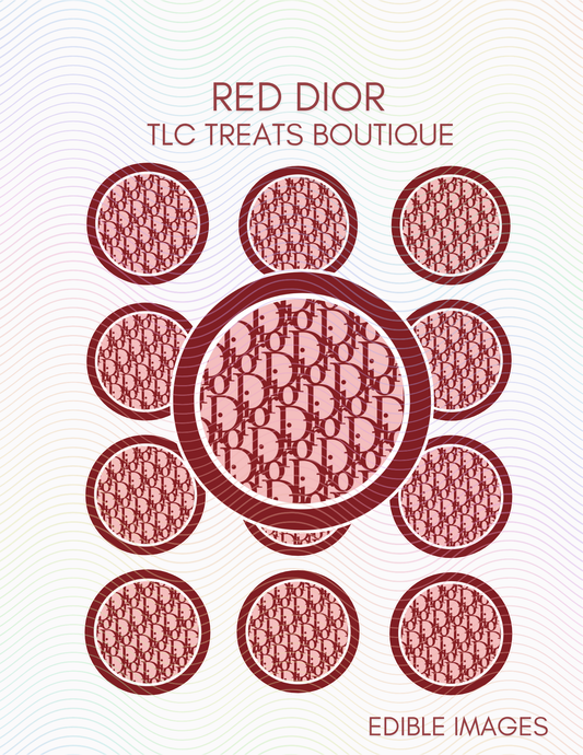 Red Dior Edible Images, Edible Treat Toppers, Birthday