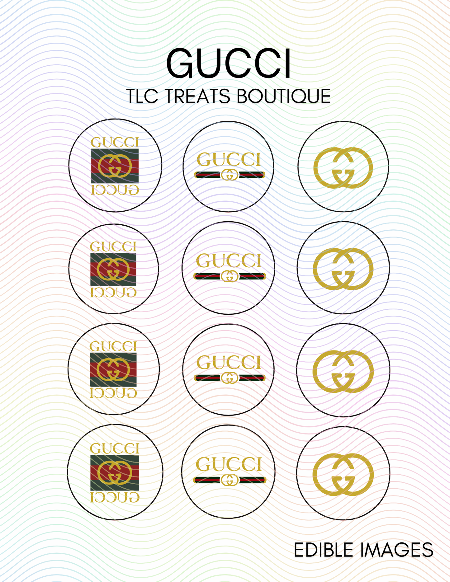 Gucci Edible Images, Edible Treat Toppers