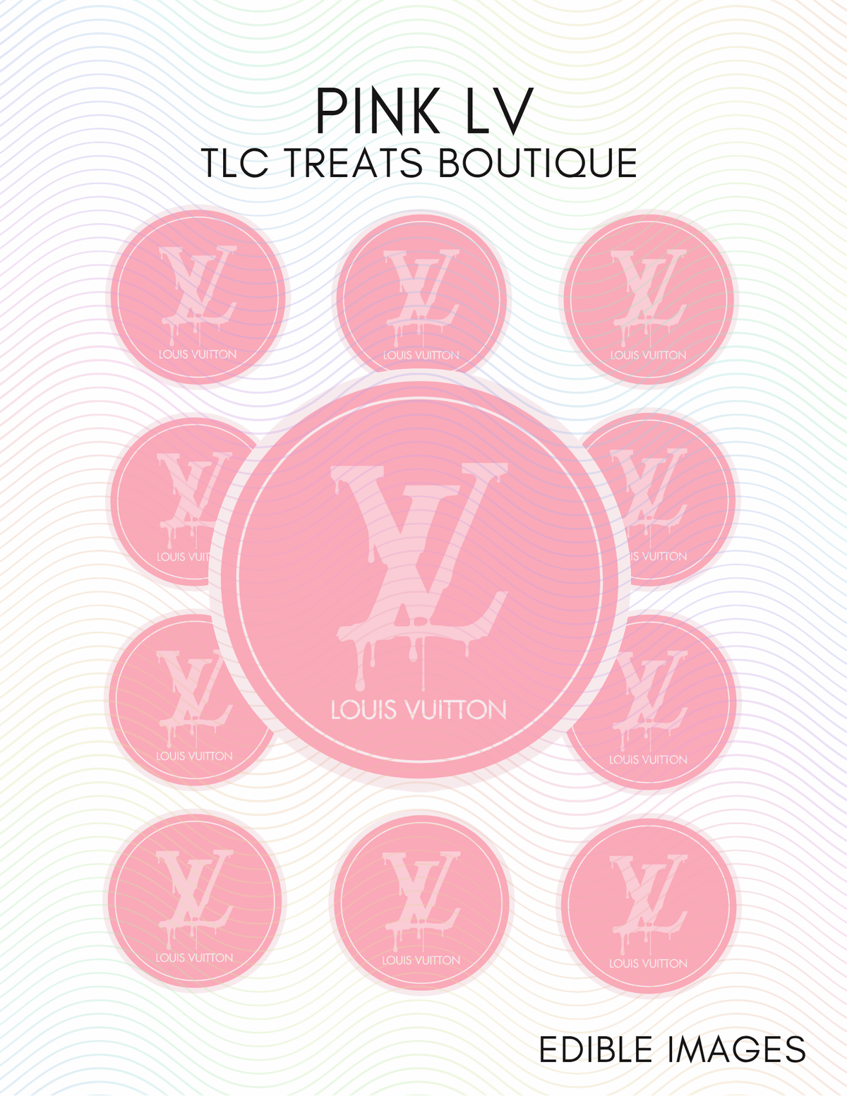 Pink LV Edible Images, Edible Treat Toppers, Birthday