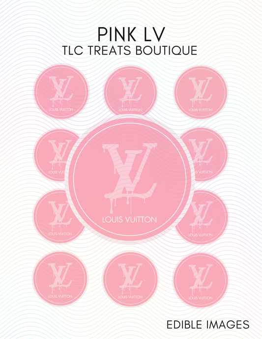Pink LV Edible Images, Edible Treat Toppers, Birthday