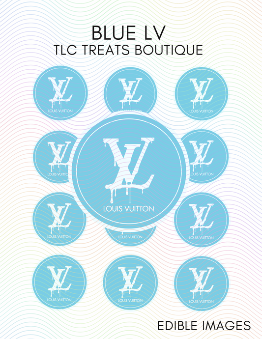 Blue LV Edible Images, Edible Treat Toppers, Birthday
