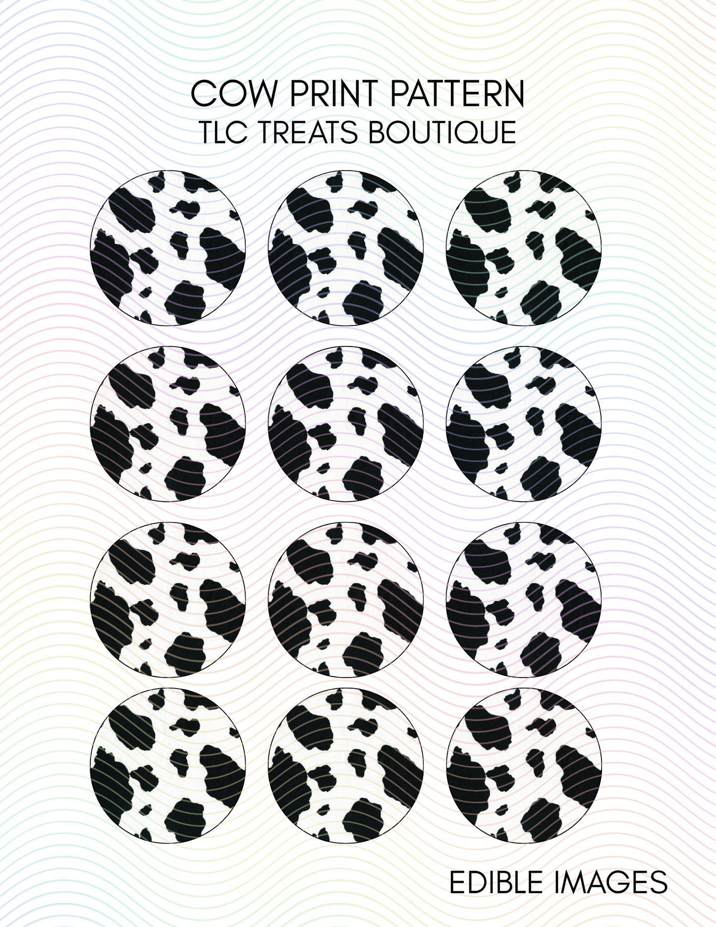 Cow Print Pattern Edible Images/Toppers
