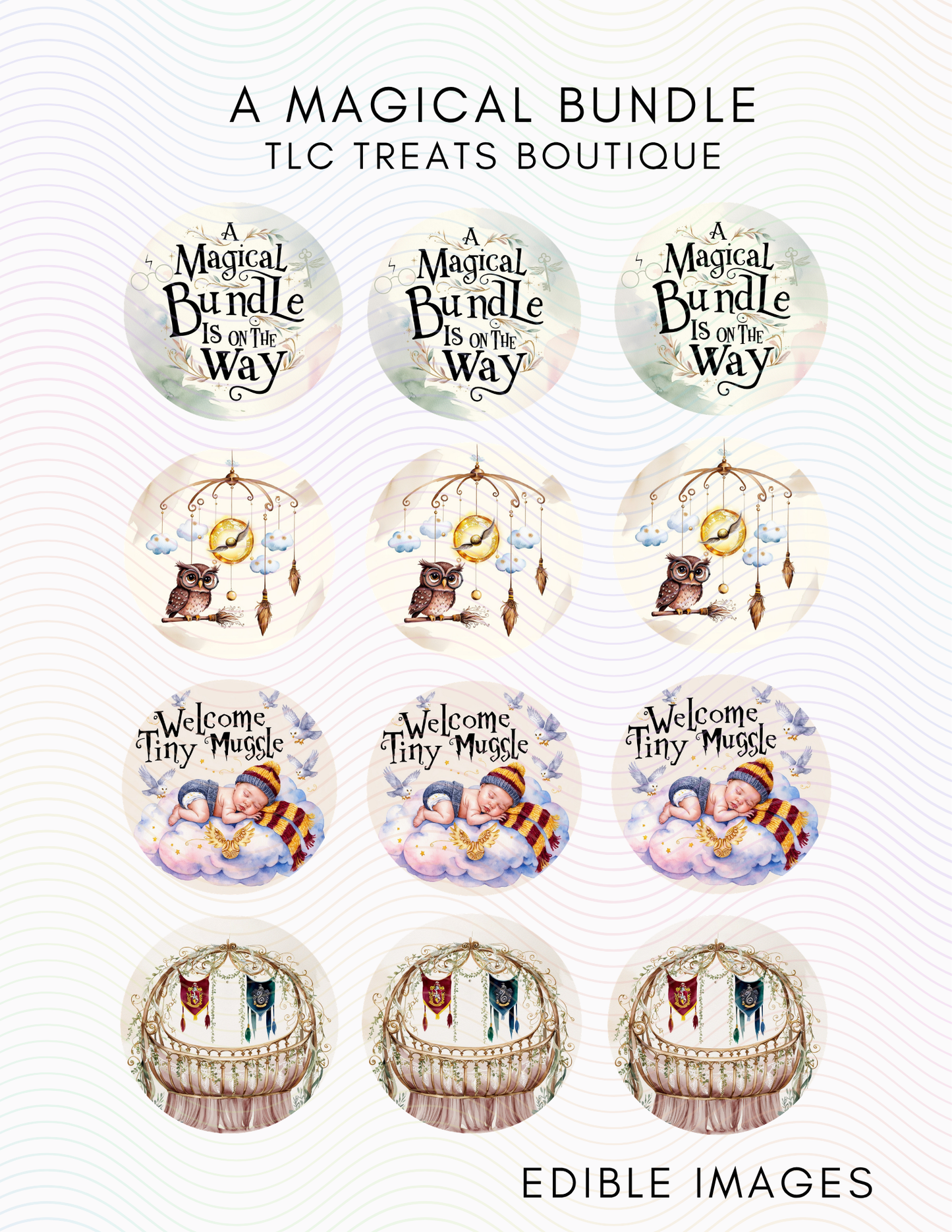 A magical bundle is on the way- Edible Images, Treat toppers, Harry Potter