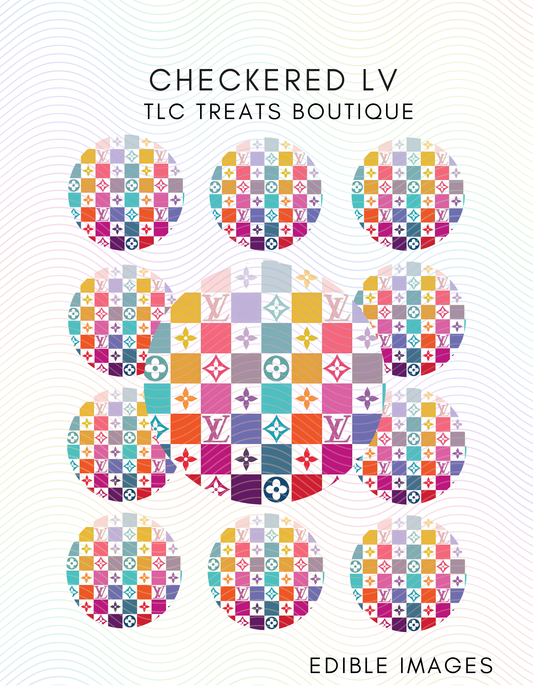 Checkered LV Edible Images, Edible Treat Toppers
