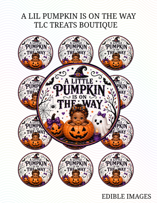 A lil pumpkin is on the way - Edible Images