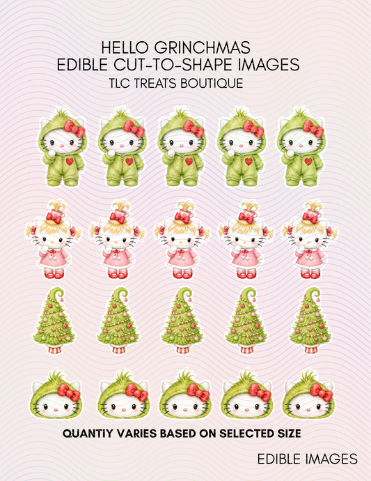 Hello Grinchmas - Cut to shape edible Images