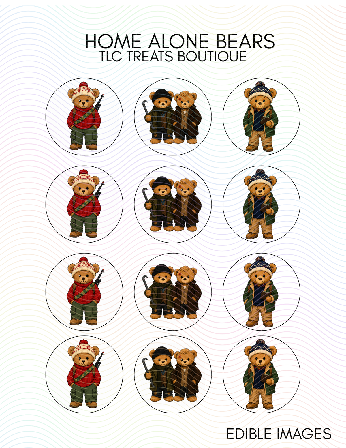 Home Alone Bears - Edible Images/Toppers