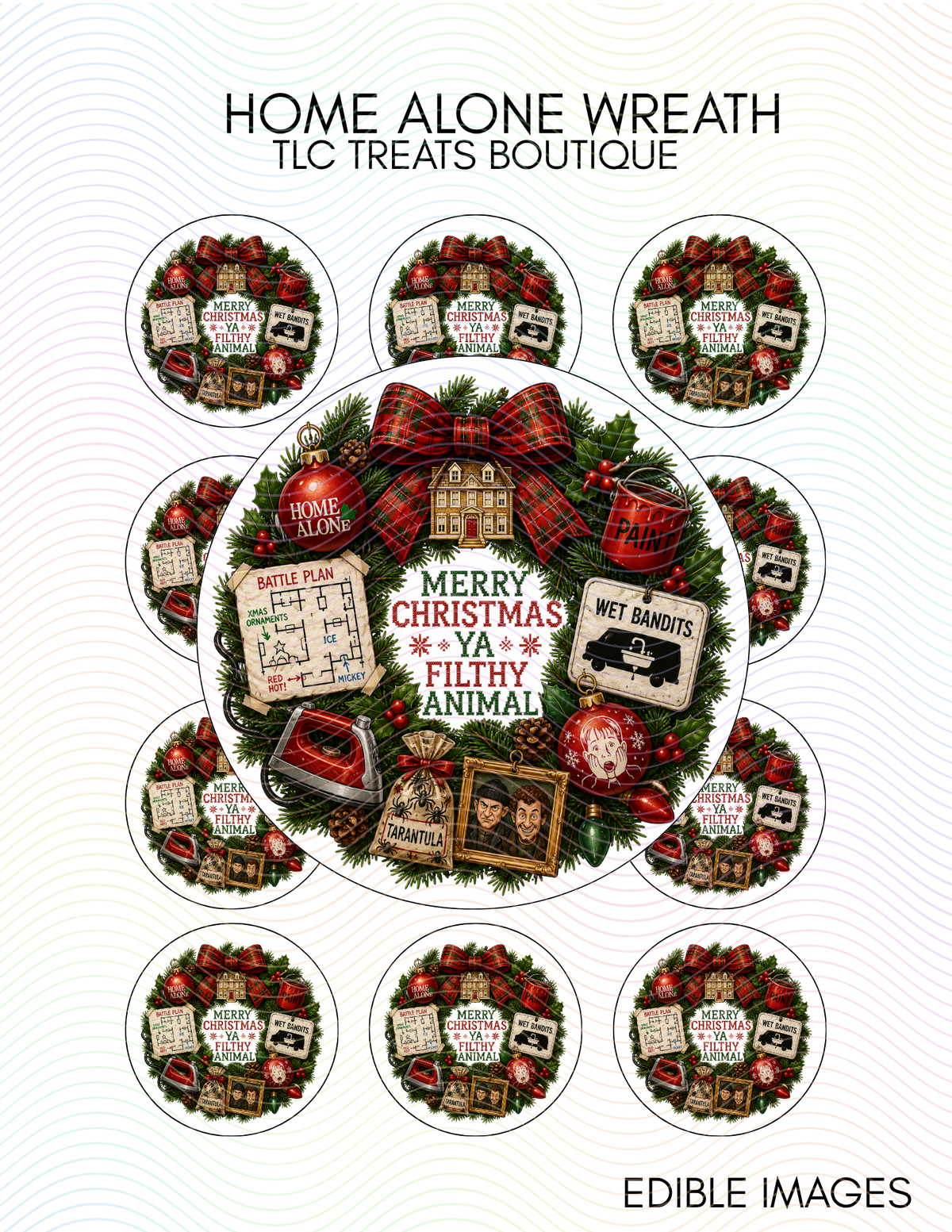 Home Alone Wreath- Edible Images/Toppers