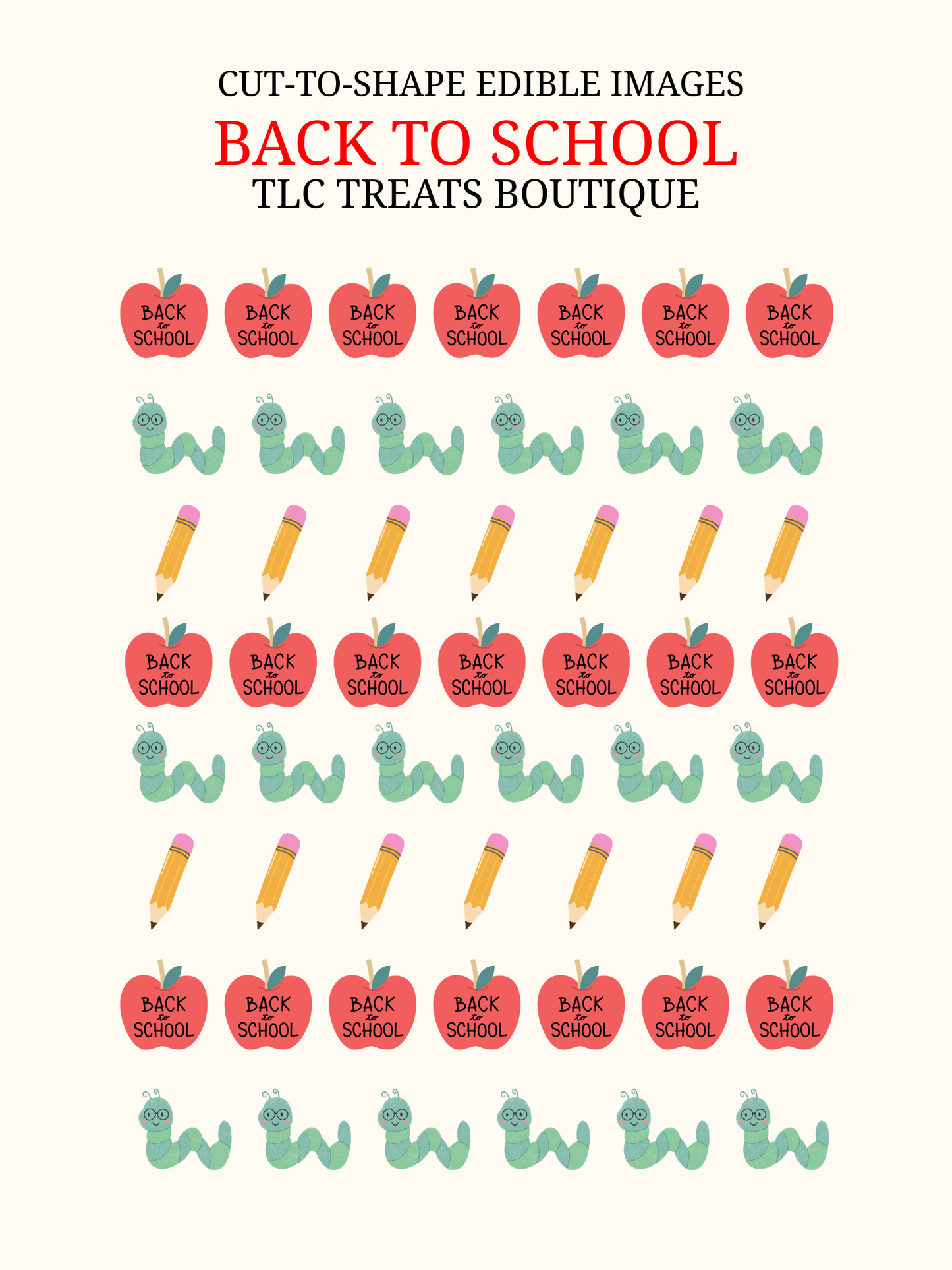 Back to school cut-to-shape edible images