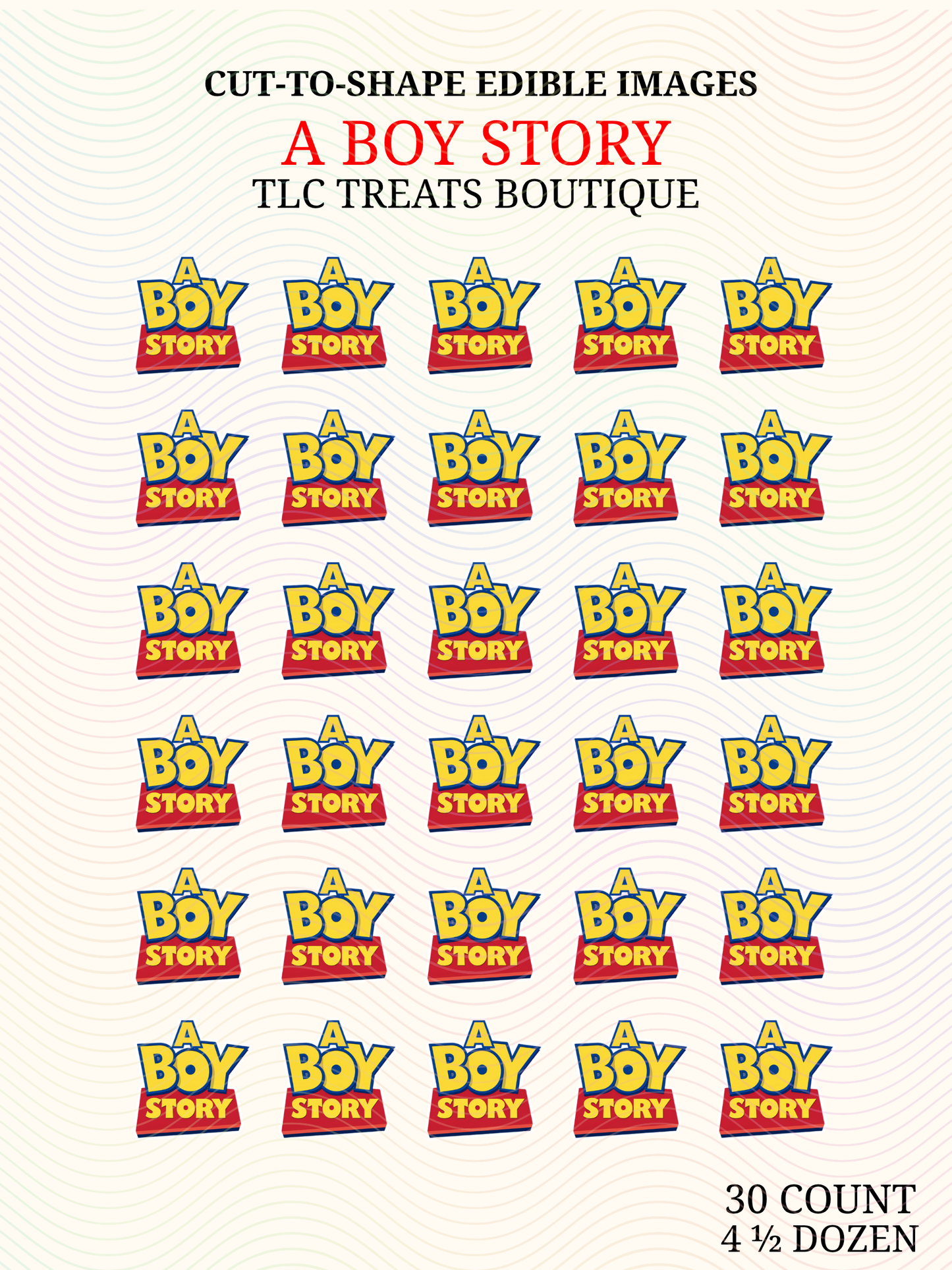 A Boy Story - Cut to shape edible Images