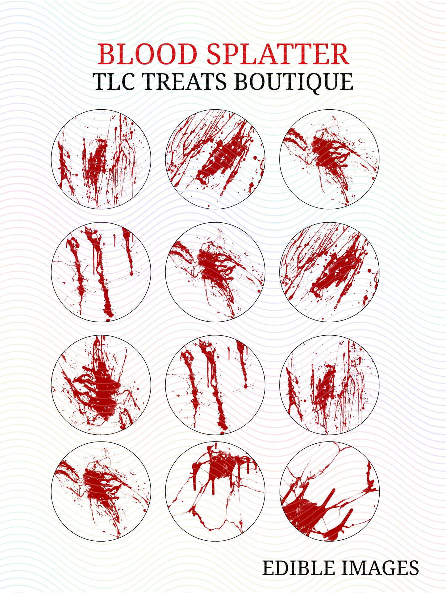 Blood Splatter print -  Edible Image treat toppers