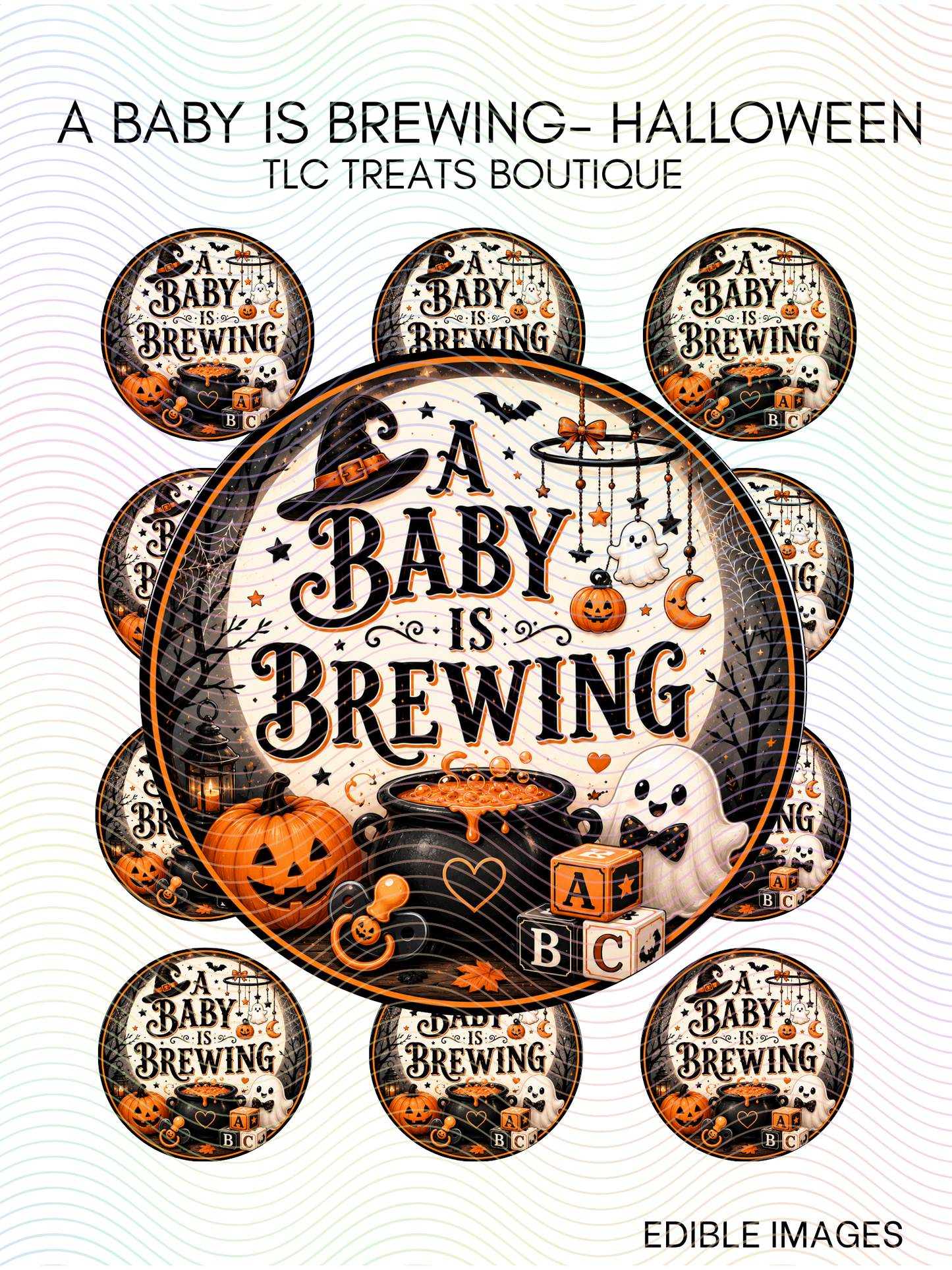A baby is Brewing (Halloween) - Edible Images, Treat toppers