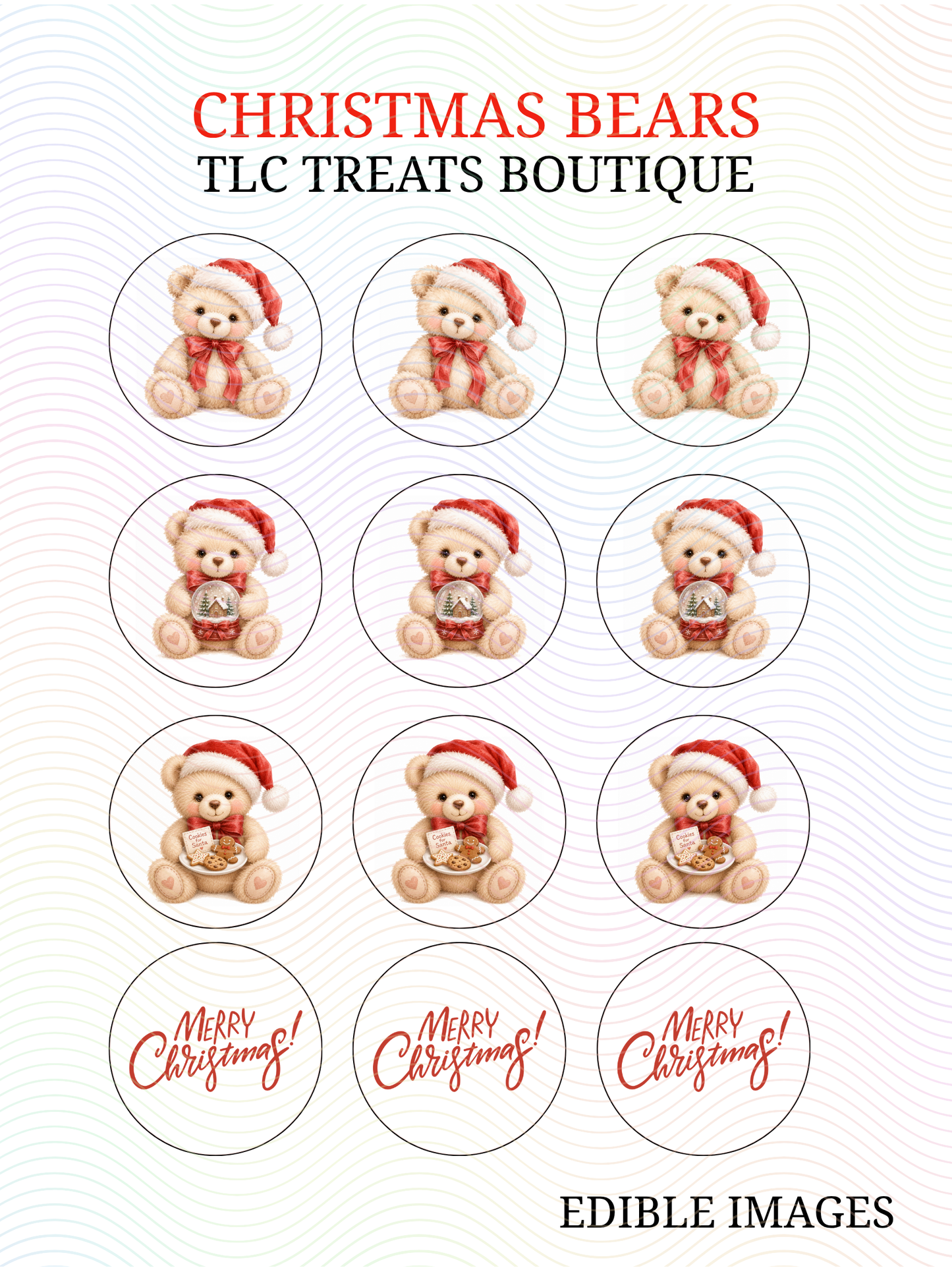 Christmas Bears - Edible Images/Toppers