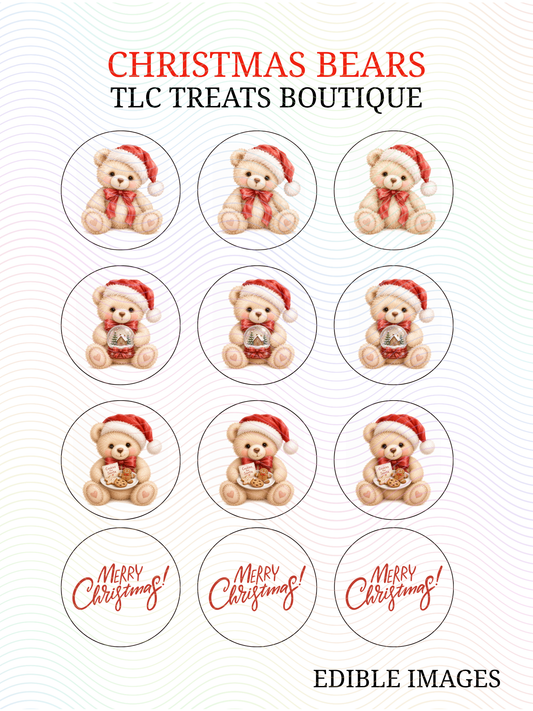 Christmas Bears - Edible Images/Toppers